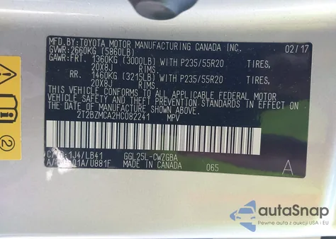 2017 Lexus Rx 350 z USA, uszkodzony, nr VIN 2T2BZMCA2HC082241